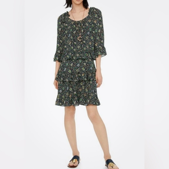 Tory Burch Dresses & Skirts - NEW Tory Burch 100% Silk 3-Tier Navy Soleil Ruffle Dress